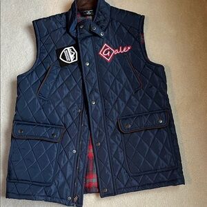 Navy Blue Quilted Vest with Red Accents